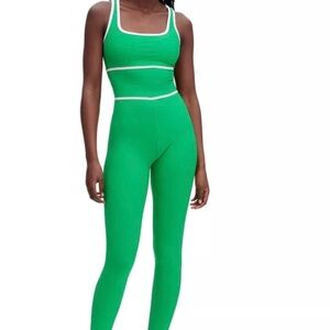 Diane Von Furstenberg Green Jumpsuit with White Trim